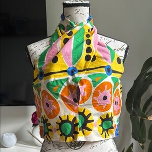 Zara Yellow and Pink Graphic Crop Top